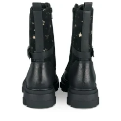 Bottes NOIR Fille Motif Etoiles Lacets