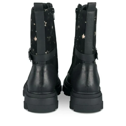 Bottes NOIR Fille Motif Etoiles Lacets