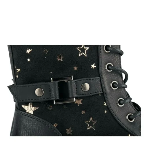 Bottes NOIR Fille Motif Etoiles Lacets