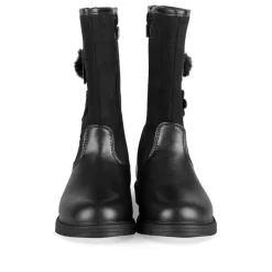 Bottes NOIR Fille Motif Fleuri Fermeture éclair
