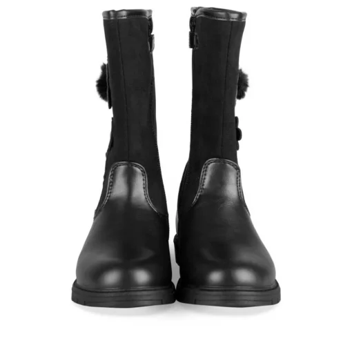 Bottes NOIR Fille Motif Fleuri Fermeture éclair