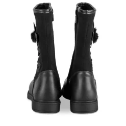 Bottes NOIR Fille Motif Fleuri Fermeture éclair