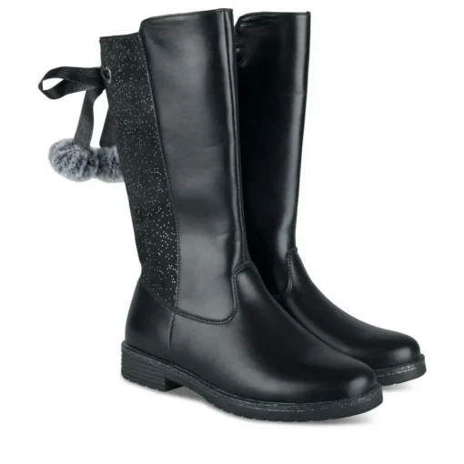 Bottes NOIR Fille Motif Paillettes Fermeture éclair