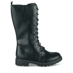 Bottes NOIR Fille Motif Uni Lacets