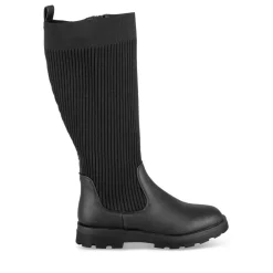 Bottes NOIR Fille Motif Uni A Enfiler