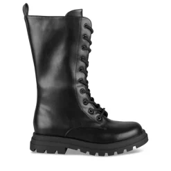 Bottes NOIR Fille Motif Uni Lacets