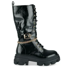 Bottes NOIR Fille Motif Uni Lacets