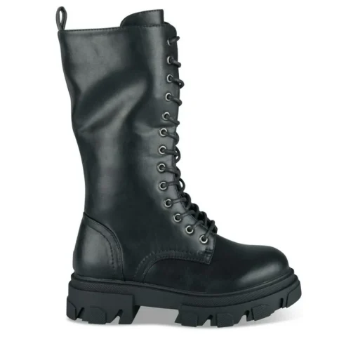 Bottes NOIR Fille Motif Uni Lacets