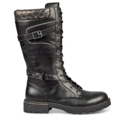 Bottes NOIR Fille Motif Uni Lacets