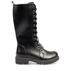 Bottes NOIR Fille Motif Uni Lacets
