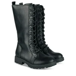 Bottes NOIR Fille Motif Uni Lacets