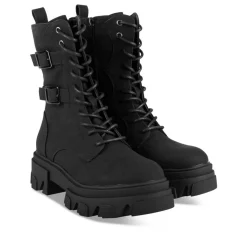 Bottes NOIR Fille Motif Uni Lacets