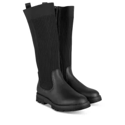 Bottes NOIR Fille Motif Uni A Enfiler