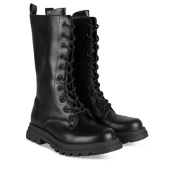Bottes NOIR Fille Motif Uni Lacets
