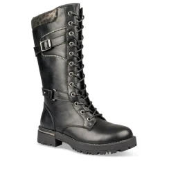 Bottes NOIR Fille Motif Uni Lacets