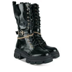 Bottes NOIR Fille Motif Uni Lacets