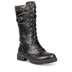 Bottes NOIR Fille Motif Uni Lacets