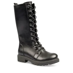 Bottes NOIR Fille Motif Uni Lacets