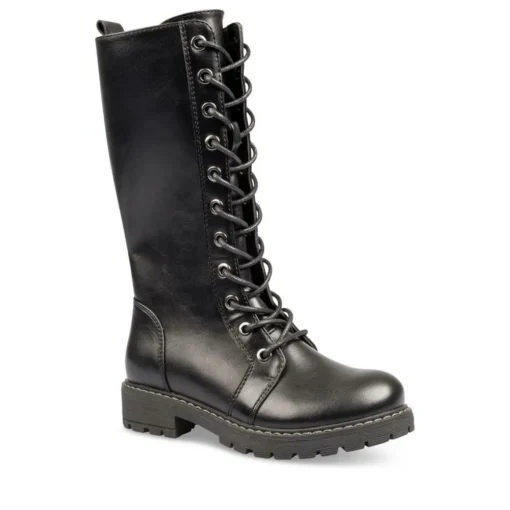 Bottes NOIR Fille Motif Uni Lacets