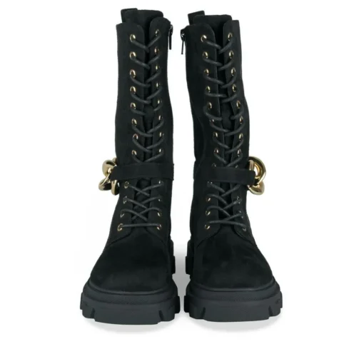 Bottes NOIR Fille Motif Uni Lacets