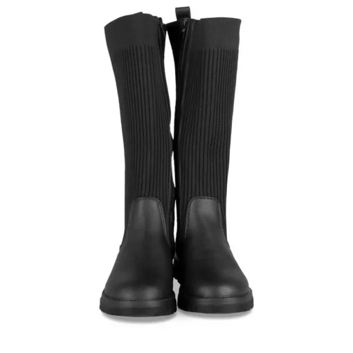 Bottes NOIR Fille Motif Uni A Enfiler