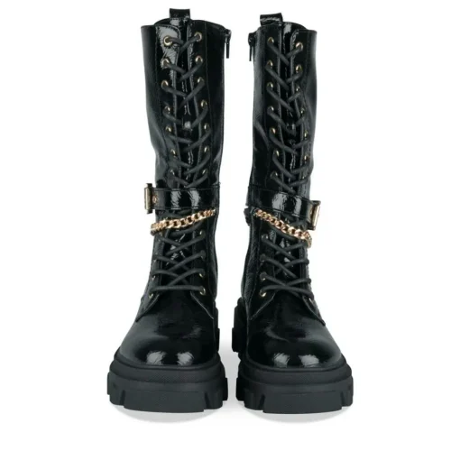 Bottes NOIR Fille Motif Uni Lacets
