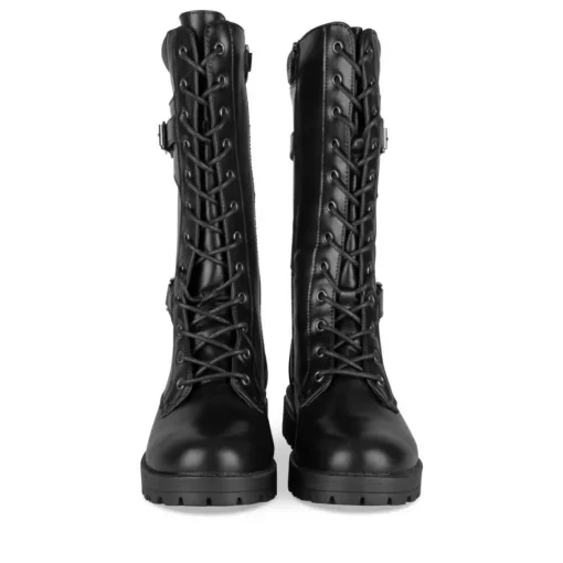 Bottes NOIR Fille Motif Uni Lacets