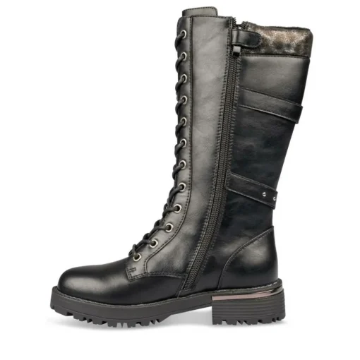 Bottes NOIR Fille Motif Uni Lacets