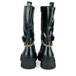 Bottes NOIR Fille Motif Uni Lacets