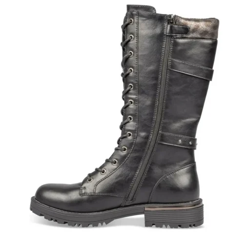 Bottes NOIR Fille Motif Uni Lacets