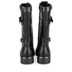 Bottes NOIR Fille Motif Uni Lacets
