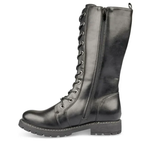 Bottes NOIR Fille Motif Uni Lacets