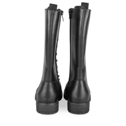 Bottes NOIR Fille Motif Uni Lacets