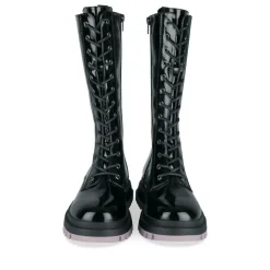 Bottes NOIR Fille Motif Vernis Lacets