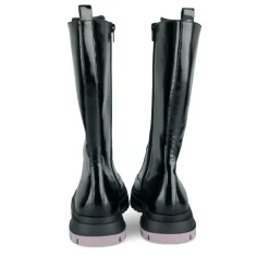 Bottes NOIR Fille Motif Vernis Lacets