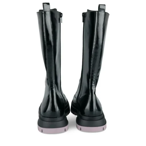 Bottes NOIR Fille Motif Vernis Lacets
