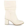 Bottes Plissé BEIGE Femme Motif Uni Fermeture éclair