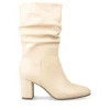 Bottes Plissé BEIGE Femme Motif Uni Fermeture éclair