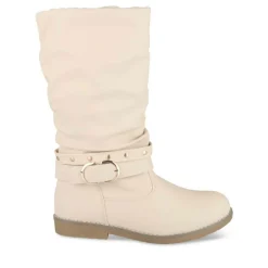 Bottes Plissé BEIGE Femme Motif Uni Fermeture éclair