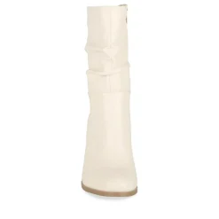 Bottes Plissé BEIGE Femme Motif Uni Fermeture éclair