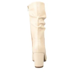 Bottes Plissé BEIGE Femme Motif Uni Fermeture éclair