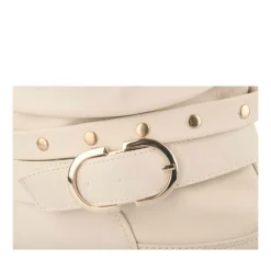 Bottes Plissé BEIGE Femme Motif Uni Fermeture éclair