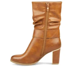 Bottes Plissé COGNAC Femme Fermeture éclair
