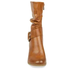 Bottes Plissé COGNAC Femme Fermeture éclair