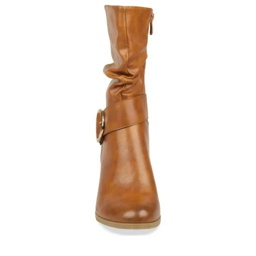 Bottes Plissé COGNAC Femme Fermeture éclair