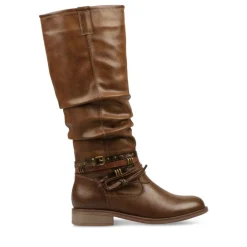 Bottes Plissé MARRON Femme Fermeture éclair
