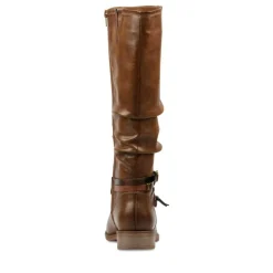 Bottes Plissé MARRON Femme Fermeture éclair