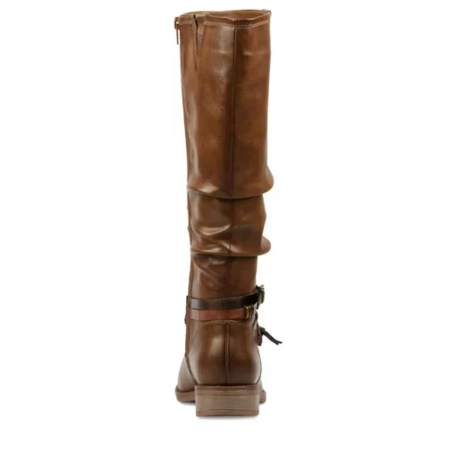 Bottes Plissé MARRON Femme Fermeture éclair