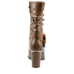 Bottes Plissé MARRON Femme Fermeture éclair
