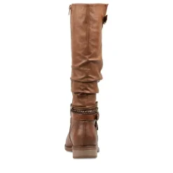 Bottes Plissé MARRON Femme Fermeture éclair